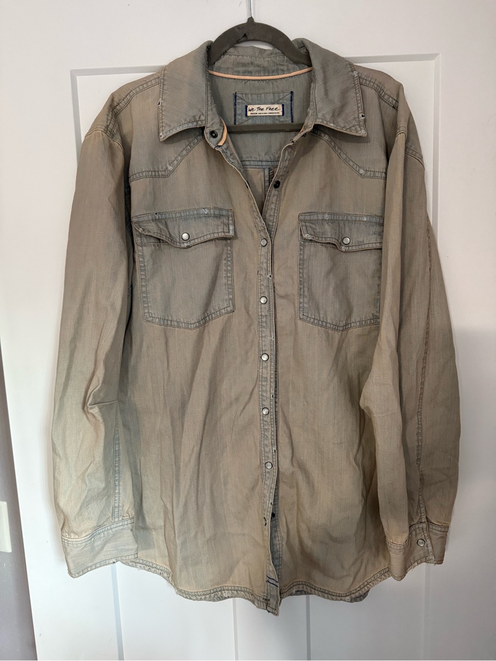 We The Free Short of It Distressed Denim Shirt